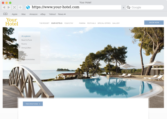 Demo Hotel website screenshot built with the Bedvine site builder